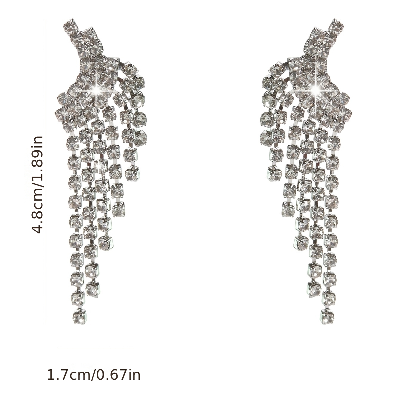 Women's Rhinestone Wing and Tassel Earrings